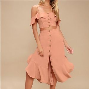 Lulus Mauve Pink Off-the-Shoulder Two-Piece Dress